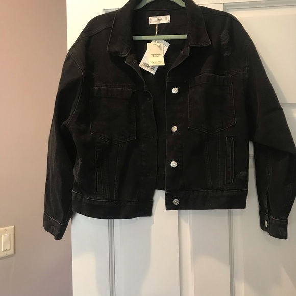 NWT Mango MNG Denim Black Distressed Jacket M - Picture 6 of 10